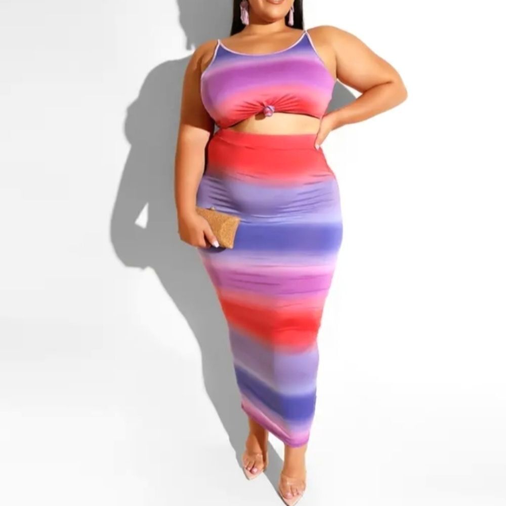 Women's Plus Size Tie Dye Cami Top & Skirt Set sz 1X